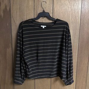 Prologue Black Striped Balloon Sleeve Top Size XL